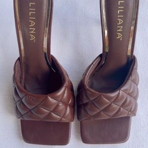 Brown Quilted Liliana Mules